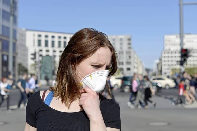 Woman with surgical mask young woman with protective mask MODEL RELEASED