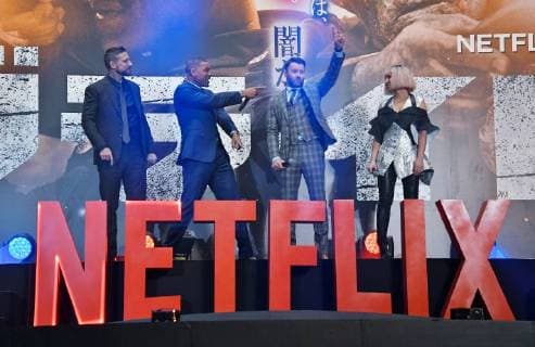 (L-R)Director David Ayer, actors Will Smith, Noomi Rapace and Joel Edgerton attend the Japan premier for the film Bright in Tokyo, Japan on December 19, 2017.  TKP2017121927 KEIZOxMORI