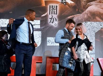 (L-R)Actors Will Smith, Joel Edgerton and Noomi Rapace attend the Japan premier for the film Bright in Tokyo, Japan on December 19, 2017.  TKP2017121928 KEIZOxMORI
