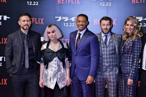 David Ayer Noomi Rapace Will Smith Joel Edgerton and dawn Olivieri at the premiere of the Netflix movie bright in Roppongi Hills Tokyo 19 12 2017 Foto:xK.xNarax xFuturexImage