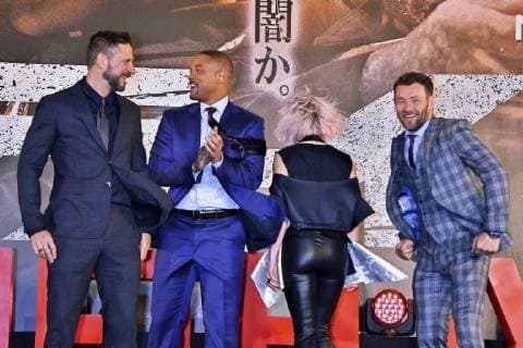 David Ayer Will Smith Noomi Rapace and Joel Edgerton at the premiere of the Netflix movie bright in Roppongi Hills Tokyo 19 12 2017 Foto:xK.xNarax xFuturexImage