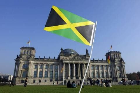 19 10 2017 Tiergarten Reichstag Berlin Jamaica flags before the Reichstag Bundestag imperial diet Reichstag building building government ruling coalition Coalition Jamaica Jamaica Coalition Party Parties CDU CSU FDP the green flag flags colours black yellow green