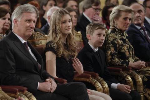 King Philippe - Filip of Belgium, Crown Princess Elisabeth, Prince Emmanuel, Princess Astrid of Belgium and Princess Prince Lorenz of Belgium pictured during the yearly Christmas Concert, at the Royal Palace, in Brussels, Wednesday 20 December 2017. The King and Queen want to thank especially those who have contributed to the success of the royal activities throughout the year 2017.  THIERRYxROGE 05266085