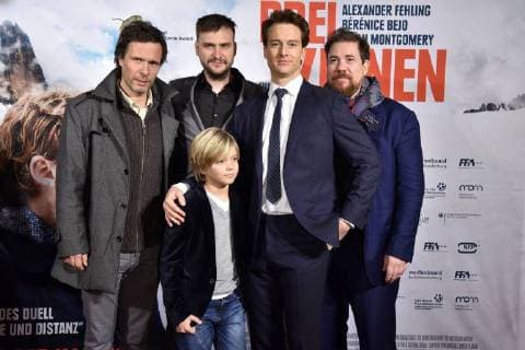 Andreas Pichler Jan Zabeil Arian Montgomery Alexander Fehling and Benny Drechsel at the premiere of the movie three peaks three peaks in the international cinema Berlin 20 12 2017 Foto:xN.xKubelkax xFuturexImage