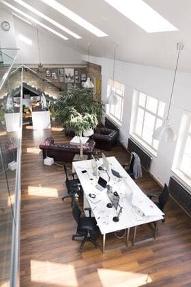 Desks with PCs in bright and modern open space office property released  FKF02635