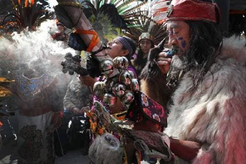 December 29, 2017 - EUM20171229NAC08.JPG.CIUDAD DE MEXICO SocietySociedad-CDMX.- Convencion de Pueblos y Barrios Originarios de la Ciudad de Mexico, 29 de diciembre de 2017, en la que efectuan un posicionamiento sobre la autonomia, autodeterminacion, cultura, tradiciones, territorio y otros derechos colectivos amparados por la Declaracion de los Derechos Humanos de los Pueblos Indigenas de la ONU. Foto: Agencia EL UNIVERSALJuan Carlos ReyesJMA  - ZUMAu78_ 20171229_zaf_u78_018 Copyright: xElxUniversalx