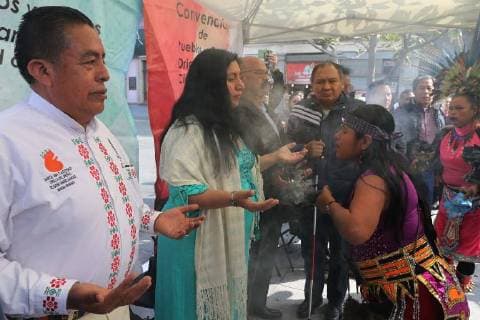 December 29, 2017 - EUM20171229NAC11.JPG.CIUDAD DE MEXICO SocietySociedad-CDMX.- Fabiola Poblano Ramos, presidenta del Consejo de Pueblos y Barrios Originarios de la Ciudad de Mexico, encabeza la convencion de su organizacion, 29 de diciembre de 2017, en la que se efectua un posicionamiento sobre la autonomia, autodeterminacion, cultura, tradiciones, territorio y otros derechos colectivos amparados por la Declaracion de los Derechos Humanos de los Pueblos Indigenas de la ONU. Foto: Agencia EL UNIVERSALJuan Carlos ReyesJMA  - ZUMAu78_ 20171229_zaf_u78_020 Copyright: xElxUniversalx