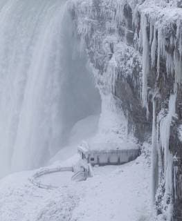 (171230) -- ONTARIO, Dec. 30, 2017 -- Ice and snow are seen at the base of the Canadian side of Niagara Falls in Ontario, Canada, on Dec. 30, 2017. Canada experienced extreme cold weather recently. ) CANADA-ONTARIO-EXTREME COLD WEATHER ZouxZheng 