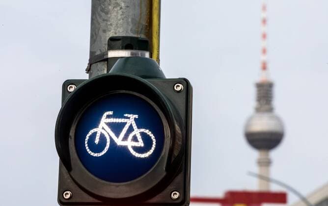27 12 2017 Berlin Germany GER symbol photos cycling in BVerlin bicycle traffic behind the television tower