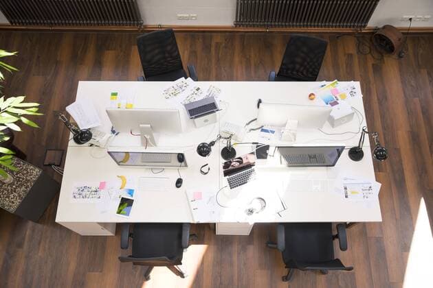 Desks with PCs in bright and modern open space office property released  FKF02624