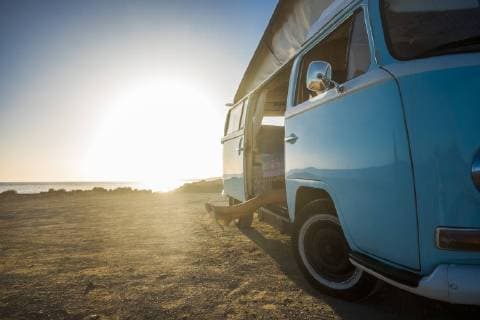 Spain, Tenerife, van parked at seaside at sunset model released Symbolfoto  SIPF01862