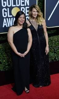 Golden Globe Awards - Stars bringen Frauen-Aktivistinnen auf den roten Teppich Actor Laura Dern (R) and activist Monica Ramirez attend the 75th annual Golden Globe Awards at the Beverly Hilton Hotel in Beverly Hills, California on January 7, 2018.  LAP20180107716 JIMxRUYMEN