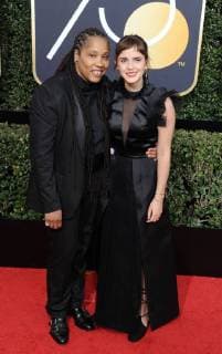 Golden Globe Awards - Stars bringen Frauen-Aktivistinnen auf den roten Teppich January 7, 2018 - Hollywood, California, U.S. - Emma Watson, Marai Larasi attends The 75th Golden Awards Arrivals held at the Beverly Hilton Hotel in Beverly Hills, California on January 7, 2018. 2018 Hollywood U.S. - ZUMAl86_ 20180107_zaf_l86_259 Copyright: xDavexLongendykex