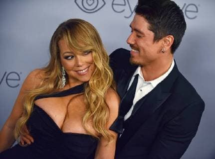 Singer Mariah Carey (L) and boyfriend Bryan Tanaka attend the 19th annual InStyle and Warner Brothers Golden Globes After-Party at the Beverly Hilton in Beverly Hills, California on January 7, 2018.  LAP201801072004 CHRISTINExCHEW