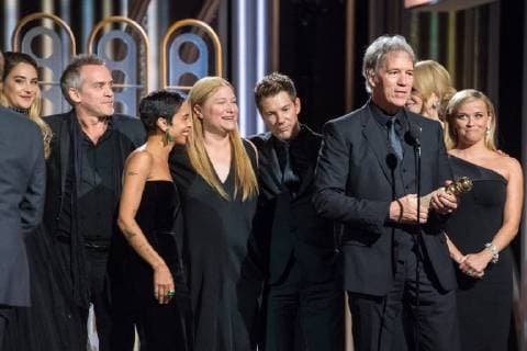 Accepting the Golden Globe for Best Television Limited Series or Motion Picture Made for Television for Big Little Lies (HBO) are Shailene Woodley, Jean-Marc Vallee, Zoe Kravitz, Bruna Papandrea, Per Saari, David E. Kelley, Nicole Kidman and Reese Witherspoon at the 75th Annual Golden Globe Awards at the Beverly Hilton in Beverly Hills, CA on Sunday, January 7, 2018.  Copyright: xHFPAxPhotographerx 33508_591JRC