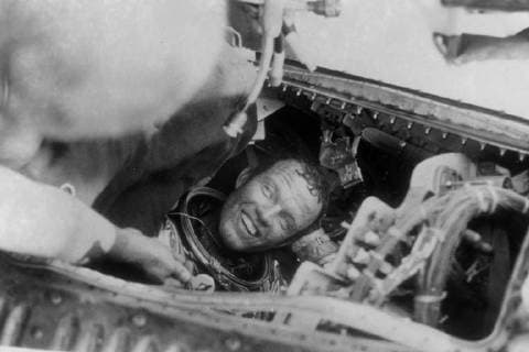 CAPSULE MERCURY FAITH 7 AND ASTRONAUT GORDON COOPER BACK FROM SPACE ; 19 MAY 1963, Copyright: Topfoto  UnitedArchivesIPU456911