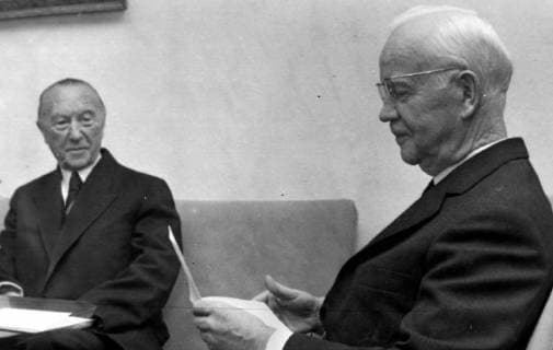 WEST GERMAN CHANCELLOR KONRAD ADENAUER WITH HEINRICH LUEBKE IN BONN, WEST GERMANY ; 11 OCTOBER 1963, Copyright: Topfoto  UnitedArchivesIPU464782