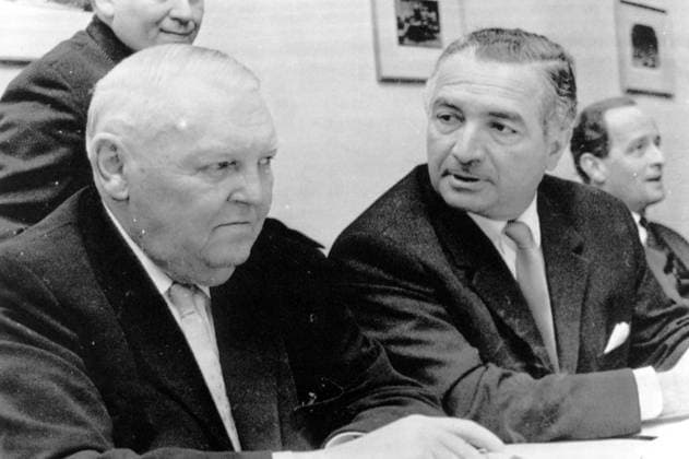 WEST GERMAN CHANCELLOR DESIGNATE LUDWIG ERHARD WITH ERICH MENDE IN BONN ; 14 OCTOBER 1963, Copyright: Topfoto  UnitedArchivesIPU464936