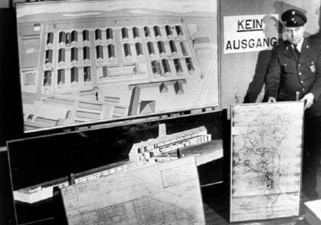 LAW & ORDER POLICE ARRANGE EXHIBITS PRIOR START 22 AUSCHWITZ CONCENTRATION CAMP GUARDS ON TRIAL IN FRANKFURT, GERMANY ; 20 DECEMBER 1963, Copyright: Topfoto  UnitedArchivesIPU468781