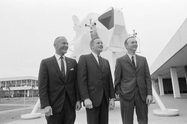January 9, 2018 - Houston, Texas, U.S. - On This Day Jan. 9, 1969, announced the prime crew of the Apollo 11 lunar landing mission. This portrait was taken on Jan. 10, the day after the announcement of the crew assignment. Later that year in July 1969, the crew launched to the Moon and into history. From left to right are lunar module pilot Buzz Aldrin; commander Neil Armstrong; and command module pilot Michael Collins. They were photographed in front of a lunar module mockup beside Building 1 at what is now Johnson Space Center, following a press conference at the Center to introduce the crew. Houston U.S. - ZUMAz03_ 20180109_sha_z03_004 Copyright: xNASAx