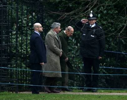Prince Philip, Duke of Edinburgh attending the St. Mary Magdalene Church Sunday morning service, in Sandringham, Norfolk, on January 14, 2018 