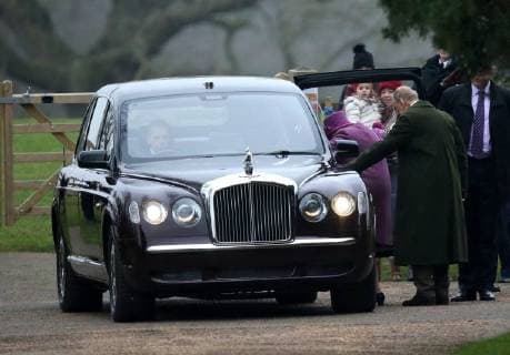 HM Queen Elizabeth II and Prince Philip, Duke of Edinburgh both take the car back to Sandringham House (Prince Philip, Duke of Edinburgh normally walks to and from church), after attending the St. Mary Magdalene Church Sunday morning service, in Sandringham, Norfolk, on January 14, 2018 