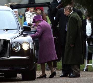 HM Queen Elizabeth II and Prince Philip, Duke of Edinburgh both take the car back to Sandringham House (Prince Philip, Duke of Edinburgh normally walks to and from church), after attending the St. Mary Magdalene Church Sunday morning service, in Sandringham, Norfolk, on January 14, 2018 