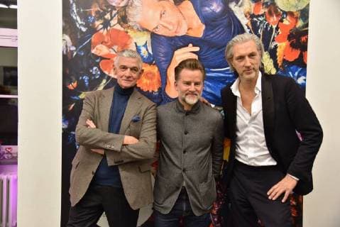 The italenische Art Director Giulio Cappellini l r Jörn Kengelbach editor in Chief of the magazine architecture and living A W the Dutch designer Marcel Wanders is designer of the year 2018 posing on 14 01 2018 in Cologne at the ceremony of A W designer of the year Prize 2018