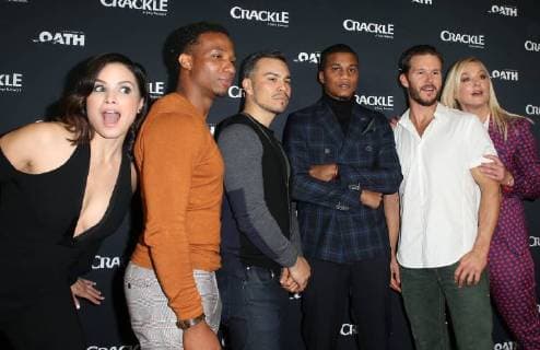 PASADENA, CA - JANUARY 14: Arlen Escarpeta, Cory Hardrict, Katrina Law, Ryan Kwanten, Joseph Julian Soria, Elisabeth Rohm, at Photo Call For Crackle s The Oath at The Langham Huntington in Pasadena, California on January 14, 2018. Copyright: xFayexSadoux
