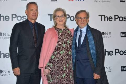Milan, The Post movie preview. In the picture: Tom Hanks, Meryl Streep, Steven Spielberg  Copyright: xSimonexComix xIPAx xComi Terenghix