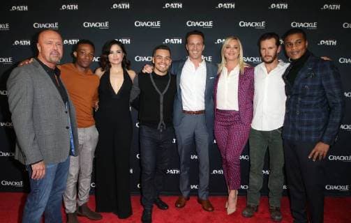 Crackle Serienpremiere in Pasadena January 15, 2018 - Pasadena, CA, U.S. - 15 January 2018 - Pasadena, California - Joe Halpin, Arlen Escarpeta, Katrina Law, Joseph Julian Soria, Eric Berger, Elisabeth Rohm, Ryan Kwanten, Cory Hardrict. â€oeThe Oath†Photo Opp with the cast of Crackleâ€⠢s new drama series at The Winter TCA. Photo Credit: AdMedia Pasadena U.S. - ZUMAa123 20180115_zaa_a123_074 Copyright: xF.xSadoux