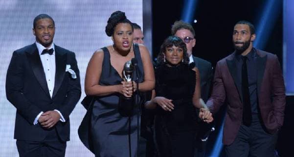 Courtney Kemp Agboh accepts the Outstanding Drama Series award for Power onstage during the 49th NAACP Image Awards at the Pasadena Civic Auditorium in Pasadena, California on January 15, 2018. The NAACP Image Awards celebrates the accomplishments of people of color in the fields of television, music, literature and film and also honors individuals or groups who promote social justice through creative endeavors.during the 49th NAACP Image Awards at the Pasadena Civic Auditorium in Pasadena, California on January 15, 2018. The NAACP Image Awards celebrates the accomplishments of people of color in the fields of television, music, literature and film and also honors individuals or groups who promote social justice through creative endeavors. during the 49th NAACP Image Awards at the Pasadena Civic Auditorium in Pasadena, California on Jan  LAP20180115944 JIMxRUYMEN