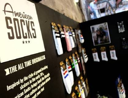 Berlin 16 JAN 2018 American socks booth on the BRIGHT tradeshow skate and streetwear Arena Berlin Treptow BRIGHT XXVI EUROPE S LEADING TRADE SHOW FOR STREET AND URBAN WEAR SKATEBOARDING AND Board sports Berlin fashion week Copyright: Priller&MAUG PRM205484X
