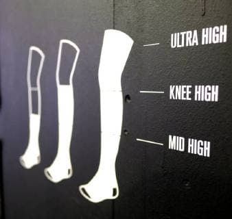 Berlin 16 JAN 2018 graphic describes three different lengths of stockings at the American socks booth on the BRIGHT tradeshow skate and streetwear Arena Berlin Treptow BRIGHT XXVI EUROPE S LEADING TRADE SHOW FOR STREET AND URBAN WEAR SKATEBOARDING AND Board sports Berlin Fashion week Copyright: Priller&MAUG PRM205498X