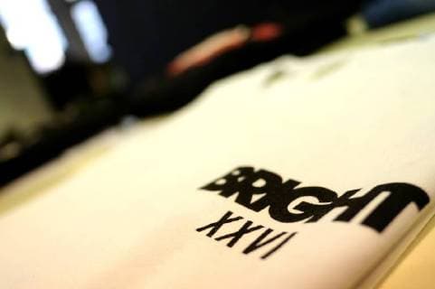 Berlin 16 JAN 2018 bright XXVI logo T shirt BRIGHT tradeshow skate and streetwear Arena Berlin Treptow BRIGHT XXVI EUROPE S LEADING TRADE SHOW FOR STREET AND URBAN WEAR SKATEBOARDING AND Board sports Berlin fashion week Copyright: Priller&MAUG PRM205613X