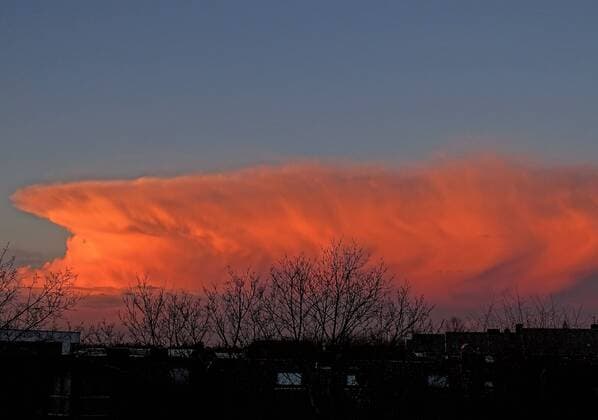 This magnificent anvil was over the Rhine district of Neuss anvil cloud in evening