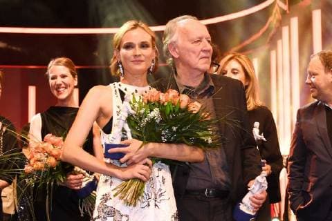 The two prize winners Diane Kruger and Werner Herzog at the Bavarian film award 2018 on November 19 01 2018 in the Prinzregententheater in Munich Bayerischer Filmpreis 2018 in Munich