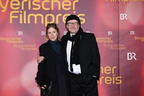 Rainer Bock with wife of the Bavarian Film Prize 2018 in the Prinzrengententheater in Munich on 20 01 2018