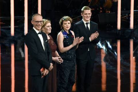 Christoph Süß Jella Haase and Max von der Groeben at the ceremony of the Bavarian film awards 2017 in the Prinzregententheater Munich 19 39 01 2018 Foto:xP.xSchönbergerx xFuturexImage