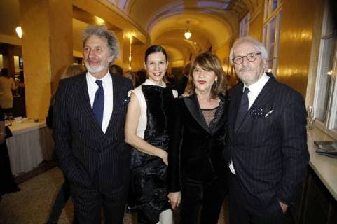 Rufus Beck with girlfriend Andrea Kameniczky and Günther Maria Halmer with wife Claudia Halmer at the ceremony of the Bavarian film awards 2017 in the Prinzregententheater Munich 19 39 01 2018 Foto:xS.xGabschx xFuturexImage