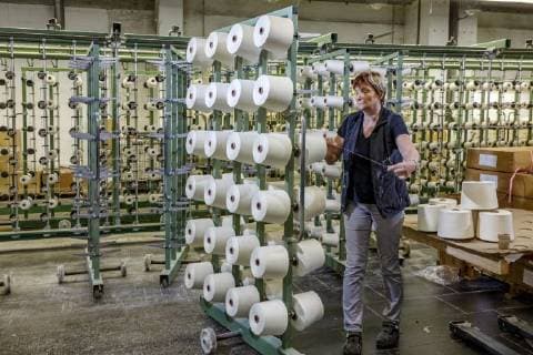 Oberlausitzer Damast von Damino DEU Sachsen Großschönau Â In der Zettelei des Damastproduzenten Damino GmbH arbeitet Angelika Bischoff als Ansteckerin: Damast, ein edles Baumwollbildgewebe ursprünglich aus China, wurde 1666 erstmals in Deutschland in hergestellt, im traditionellen Oberlausitzer Textilstandort Großschönau. In keinem anderen Ort Deutschlands wurde so viel und so lange kostbare Damast-Tischwäsche gewebt. Die Damino GmbH gehört zu den letzten drei großen Damastproduzenten in Deutschland. Etwa 140 Mitarbeiter produzieren und konfektionierten das edle Gewebe für Bett- und Tischwäsche, aber auch Damast für Bekleidung. Auf modernen Jacquard- und Schaftmaschinen werden Rohgewebe aus Baumwolle oder in verschiedenen Mischungen gewebt. Damast ist ein Gewebe, bei dem sich kett- und schusssichtige Partien abwechseln,