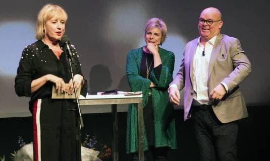 25-01-2018 Rotterdam Princess Laurentien with Paul de Leeuw and the winners of the TaalHeldenprijs at the International Film Festival in Rotterdam.  Copyright: xPPE WERFx
