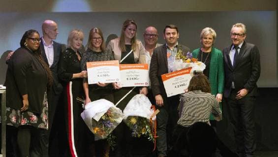 25-01-2018 Rotterdam Princess Laurentien with Paul de Leeuw and the winners of the TaalHeldenprijs at the International Film Festival in Rotterdam.  Copyright: xPPE WERFx