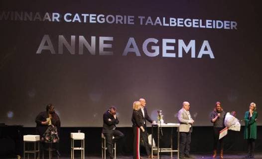 25-01-2018 Rotterdam Princess Laurentien with Paul de Leeuw and the winners of the TaalHeldenprijs at the International Film Festival in Rotterdam.  Copyright: xPPE WERFx