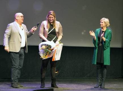 25-01-2018 Rotterdam Princess Laurentien with Paul de Leeuw and the winners of the TaalHeldenprijs at the International Film Festival in Rotterdam.  Copyright: xPPE WERFx