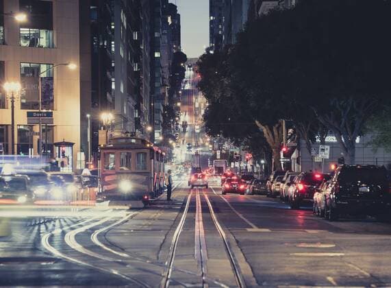 USA, California, San Francisco, California Street at night  STCF00388