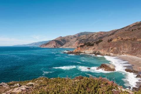 USA, California, View of coast with beach, Big Sur National Park  WVF00864