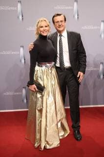 Katja Burkard and Hans Mahr on arrival to the German television award ceremony on 26 01 2018 in Cologne Deutscher Fernsehpreis awarded 2018 in Cologne