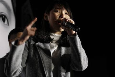 January 28, 2018 - Hong Kong, CHINA - Disqualified candidate for the 2018 LEGICO BY ELECTION Agnes Chow on stage during rally to support for the disqualified candidates outside government office.28-Jan 2018 Hong Kong.ZUMA Hong Kong CHINA - ZUMAl137 20180128_zap_l137_006 Copyright: xLiauxChungxRenx