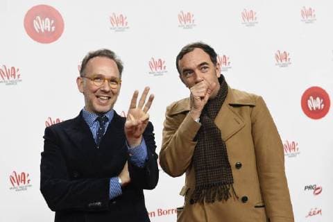 Stephen Dewaele and David Dewaele of Soulwax pictured on the red carpet at the arrival for the eleventh edition of the MIA s (Music Industry Award) award show, in Brussels, Tuesday 30 January 2018. The MIA awards are handed out by the VRT and Kunstenpunt.  JASPERxJACOBS 05286476